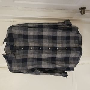 Liz Claiborne, LizSport  100% linen plaid shirt in medium